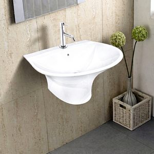 Wall-Mounted Bathroom Sink 485x445x300mm Irregular Shape Single Hole Polished Finish Contemporary Design Hotel Washroom <b>Drainer</b> - Product Image 1