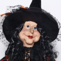 Poupées de sorcière orange faites à la main Hallow's Ornements assis Figurines avec capuchon noir Décor d'intérieur pour les décorations d'Halloween et de festival