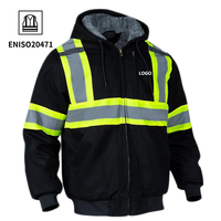 Veste de travail à capuche en polaire chaude d'hiver avec logo personnalisé, vêtements de travail haute visibilité, veste de travail réfléchissante de sécurité
