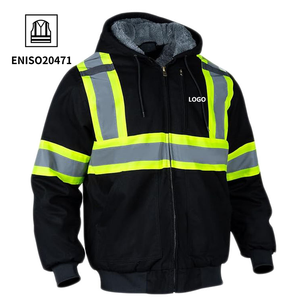 Invierno cálido polar logotipo personalizado construcción Hi Vis trabajo Sudadera con capucha ropa de trabajo abrigo de trabajador chaqueta de seguridad reflectante de alta visibilidad - Product Image 1