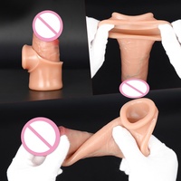 Realistischer Penis-Überzug für Männer, 22 cm Silikon-Penishülle mit Hodenring, Wiederverwendbares Sexspielzeug zur Verzögerung der Erektion