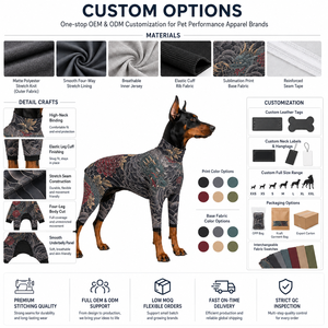 Vintage Dragon Floral Tattoo Print Dog Tattoo <b>Clothes</b> Four Leg Stretch Pet Jumpsuit Anti Shed Full Body Suit For Medium Large Do - Product Image 3