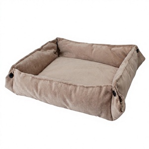 เตียงสัตว์เลี้ยงทรงสี่เหลี่ยมขนาดใหญ่แบบปรับเปลี่ยนได้ (ผ้าสีเบจ) - Product Image 1