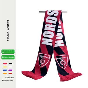 وشاح مشجعي كرة القدم عالي الجودة من المصنع، تصميم سريع، وشاح جاكارد مخصص محبوك مع طباعة الشعار، وشاح مخصص - Product Image 1