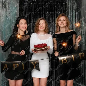 2 tende in carta metallizzata nera per decorazioni per feste - Product Image 3