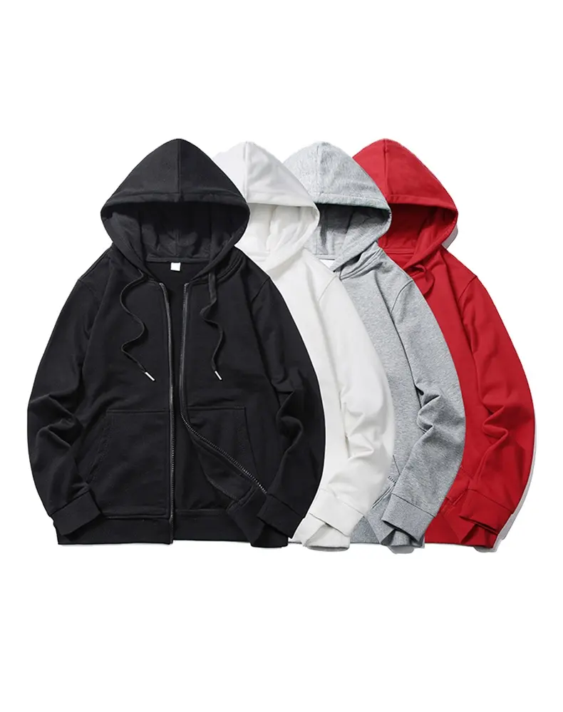 2024 custom oems printing zipper hood outside blank face full zip hoodie