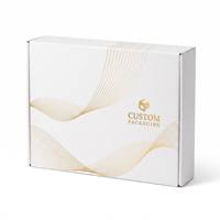 Boîte d'expédition en carton ondulé blanc grand format avec logo personnalisé imprimé en or, vente en gros, emballage de luxe pour le commerce électronique