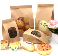 Emballage alimentaire personnalisé à emporter, sac en papier kraft brun à fond carré avec fermeture à lien métallique, refermable, pour café en grains, avec fenêtre