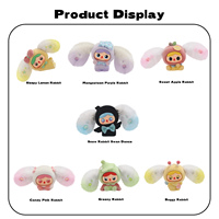Candy Color Rabbit Pinocchio Blind Box Flocked Collectible Figurine Mystery Surprise Toy Cute Fuzzy Bunny Art Toy Decor Gifts