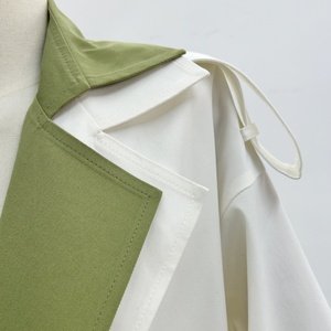 <span class=keywords><strong>Trench</strong></span> Coat Lungo Fresco ed Elegante a Contrasto di Colore per <span class=keywords><strong>Donna</strong></span>, Giacca con Colletto a Risvolto e Laccio Frontale, Colori e Taglie Personalizzabili - Product Image 5