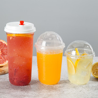 Gobelets en plastique transparents en forme de U jetables personnalisés de 12oz 14oz 16oz pour le café glacé en gros avec couvercles