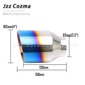 Tubo de escape azul quemado, silenciador de escape decorativo, punta de garganta, entrada de 2,5 ", salida de 4", puntas de escape de coche de acero inoxidable - Product Image 3