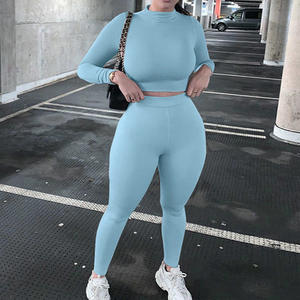 2025 para <span class=keywords><strong>Amazon</strong></span> Cross-Border Traje deportivo informal para <span class=keywords><strong>mujer</strong></span> Manga larga Slim Patrón sólido Top con longitud corta para Otoño Invierno - Product Image 5