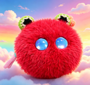 ตุ๊กตาสีแดงตาสีฟ้า ขนนุ่ม ยัดไส้ใยฝ้าย PP เหมาะสำหรับเด็กทุกเพศ - Product Image 1