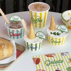 Custom Printed Logo Packaging <strong>Mini</strong> Coffee Tea <strong>Cup</strong> Disposable White Ice Cream Ice Cream <strong>Cup</strong> <strong>Paper</strong> <strong>Cups</strong> - Product Image 1