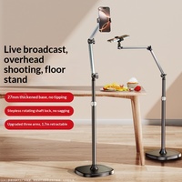 Support trépied de sol avec bras télescopique, support réglable pour diffusion en direct, visionnage de vidéos, support de téléphone compatible pour lit et bureau