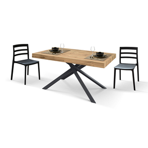 Table à manger extensible gris ciment 160x90, base en MDF, plateau en mélamine, usage intérieur - Product Image 3