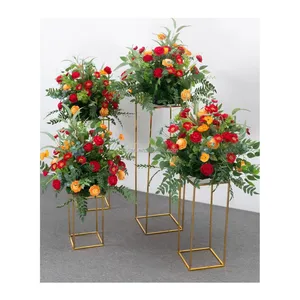Hochzeits dekoration Stand Tisch Herzstück Metall Gold Vase Blumenvase Schmiedeeisen Gold hohe Hochzeit Mittelstücke für Tische