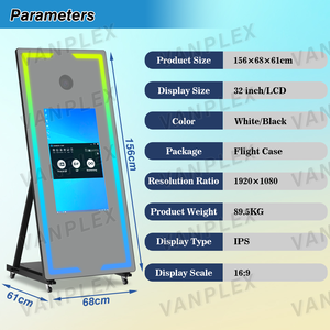 Miroir interactif pleine longueur de 65 pouces <span class=keywords><strong>pour</strong></span> photomaton - <span class=keywords><strong>Verre</strong></span> trempé, caméra Hiti, Bluetooth, emballage en flight case - Product Image 3
