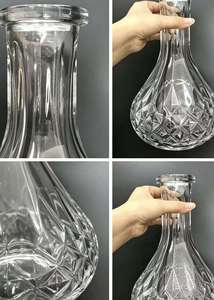 Clear Glass Carafe Decanter Ribbed <b>Bottle</b> <b>Stopper</b> Flask for Home Bar Serving - Product Image 5