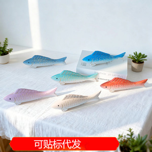 Figura de pez mediterráneo de madera, decoración artesanal para sala de estar, escritorio, regalo - Product Image 5