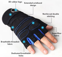 Gants de musculation personnalisés avec logo, pour entraînement de musculation, haltérophilie, fitness, salle de sport, demi-doigts