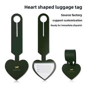 Zonyin Heart PU Leather Luggage Tag Custom Luggage Tag Personalized Luggage Tag Travel Luggage Tags for <b>Suitcase</b> - Product Image 1
