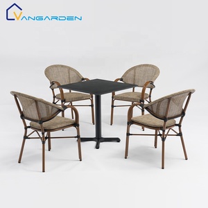 <strong>Bamboo</strong> Powder Coated <strong>Bistro</strong> Outdoor Garden Furniture Iron Dining <strong>Table</strong> and <strong>Chair</strong> <strong>Set</strong> for Backyard - Product Image 2