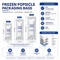 Sacs à sucettes glacées scellés au dos en aluminium, personnalisables avec logo, en plastique de qualité alimentaire, pour emballage de crème glacée et aliments surgelés – Vente chaude