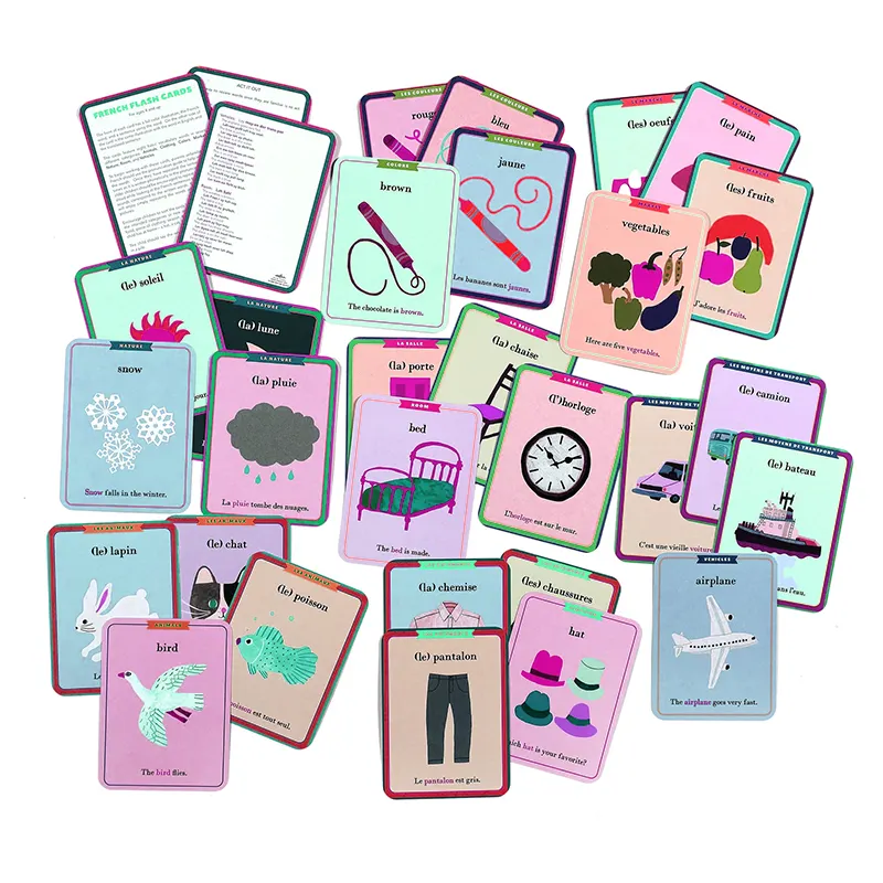 Cartões de vocabulário personalizados para casa, aprendizagem de idiomas, escola, alemão, francês, espanhol, turco, inglês e português