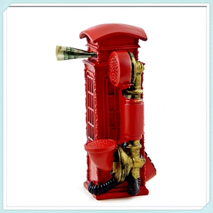 Inglese britannico London Street Red Telephone Booth Poli Resina banca Dei Soldi Piggy - Product Image 3