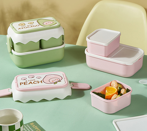 2.5 Litros De Plástico 2 Camadas Empilhadas Bento Lunch <span class=keywords><strong>Box</strong></span> Recipiente De Alimento para Crianças Da Escola com Talheres Set - Product Image 5