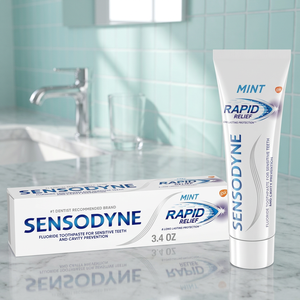 Pasta Dental Sensodyne Alivio Rápido con Sabor a Menta para Dientes Sensibles, Cuidado Dental, Blanqueamiento, Prevención de Caries, Uso Doméstico, 3 Unidades - Product Image 2