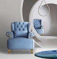 Canapé simple en cuir matelassé, fauteuil de luxe en acier inoxydable, style baroque ancien, mobilier de maison, style anglais