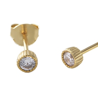 Boucles d'oreilles tendance en argent sterling S925, géométriques, délicates et chics, plaquées or, pour femmes, avec zircon solitaire rond