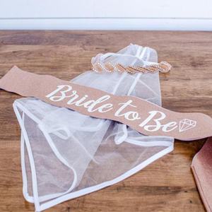 งานแต่งงานตกแต่งเจ้าสาวผ้าคลุมหน้าเจ้าสาวSash Headband Bachelorette Party Girl Hen Partyอุปกรณ์ตกแต่ง - Product Image 3