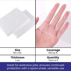 Bâche en plastique 9FT x 12FT 1 Mil imperméable pour peinture et protection de sol - Product Image 3