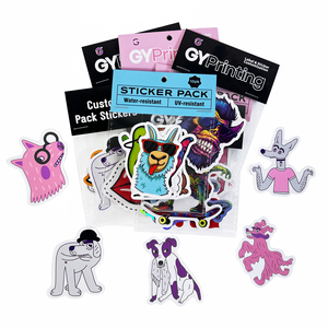 Paquete de pegatinas de múltiples diseños personalizados con tarjeta de encabezado, vinilo impermeable, dibujos animados holográficos, paquete de pegatinas troqueladas con logotipo de marca - Product Image 4