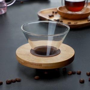Glass Drip Coffee Filter Seperate Glass Coffee <strong>Dripper</strong> With Wood Stand - Product Image 2