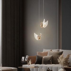 Lustre moderne Swan Liner simple, design luxueux pour la décoration intérieure, chevet, salon, luminaire suspendu LED - Product Image 6