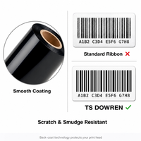 Cinta de Resina de Cera Dorada Brillante TS DOWREN de 110 mm x 300 m, Cinta para Impresora de Códigos de Barras por Transferencia Térmica, Compatible con Impresoras de Etiquetas Zebra TSC