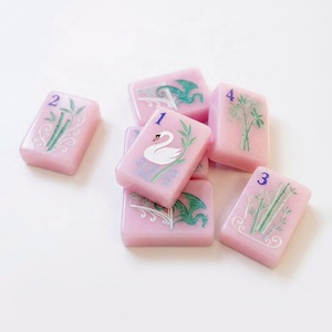 ชุดไพ่นกกระจอกอเมริกันอะคริลิคแบบพกพา 4 ผู้เล่น สีชมพูพาสเทลสไตล์ปารีส สำหรับเดินทาง เล่นเกมส์ปาร์ตี้ยามค่ำคืนสำหรับสาวๆ - Product Image 4