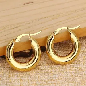5mm Stainless Steel Thick Glazed Popular Cheap Simple Earring Hoop Jewelry
