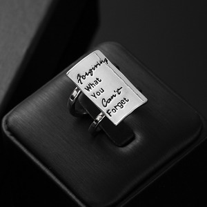 Anillo con letras rectangulares de gran venta con apertura abierta, un diseño de anillo punk de hip-hop único y de moda para <span class=keywords><strong>mujeres</strong></span> en <span class=keywords><strong>Instagram</strong></span> - Product Image 2