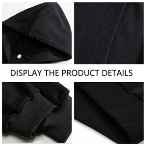 Sweat-shirt à capuche sans cordon de serrage en gros, poids lourd, impression numérique personnalisée, logo, coton French Terry, surdimensionné, pour hommes - Product Image 2