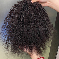 Brésilien pas cher bouclés Afro pour les femmes humaines vierge noir 100% crépus bouclés queue de cheval Extension de cheveux