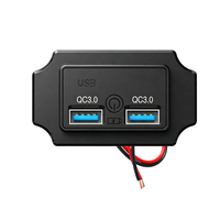 Cargador de Coche con Panel de Carga Rápida 3.0 USB y Interruptor Táctil, Personalizado con Resorte Automático, 12V 24V, Toma de Corriente USB para Coche