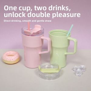 Vaso de Plástico Creativo de Alta Apariencia, de Una Sola Capa, con Asa, de 22oz, Simple, para Coche, Oficina, para Mujeres - Product Image 6