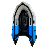 Bateau pneumatique gonflable 235 cm pour 2 personnes, 2+1 compartiments, PVC 0,9 mm, plancher en aluminium, compatible avec moteur hors-bord 4 CV