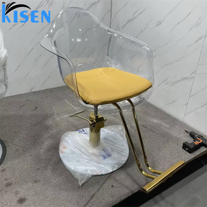 Kisen Contemporary Barber <b>Chair</b> Faux Leather Hydraulic Pump Height Adjustable Square Base Salon Furniture Vintage Professional - Product Image 5